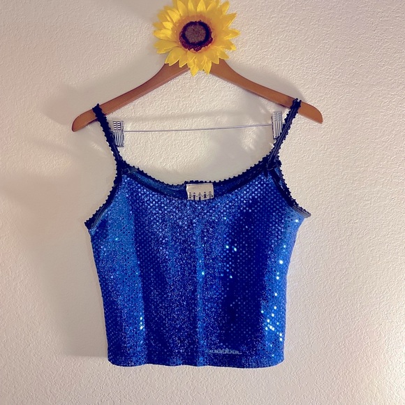 Paper Doll Productions Sparkle Tank: Blue Sequins: Size S - Picture 2 of 10